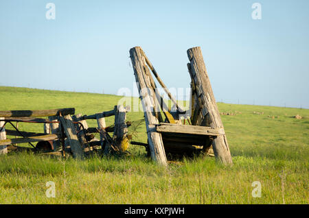 Derelict stock yard and loading ramp, Cooma, New South Wales, Australia Stock Photo