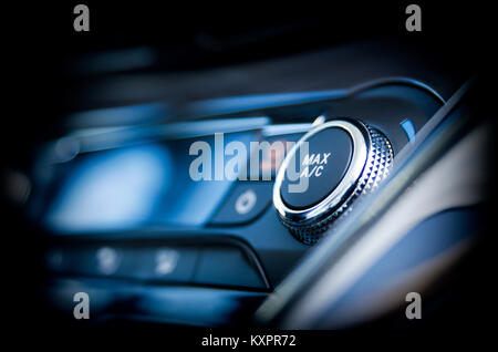 Air conditioning button inside a car. Cold, heat control concept Stock Photo
