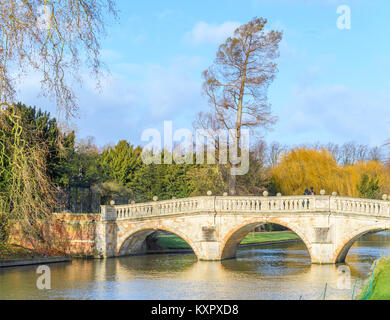 Clare bridge over the river Cam at cambridge, England on a sunny, winter day. Stock Photo