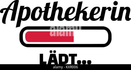Loading bar for pharmacist with female german job title red Stock Vector