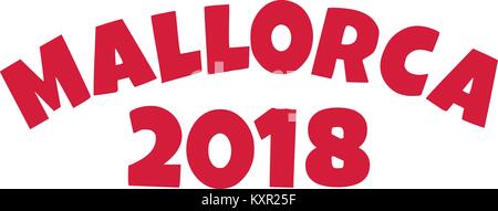 Mallorca 2018 curved comic red Stock Vector
