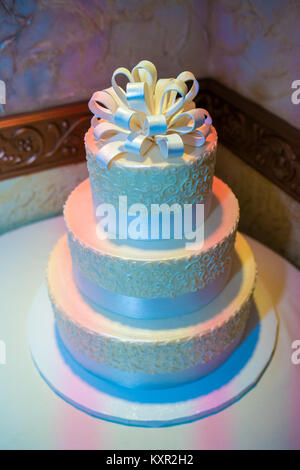 White wedding cake isolate close up color Stock Photo