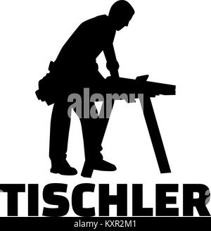 Joiner silhouette with german job title Stock Vector