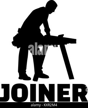 Joiner silhouette with job title Stock Vector