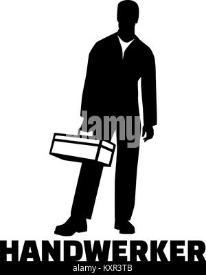 Craftsman silhouette with german job title Stock Vector