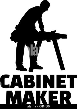 Cabinetmaker silhouette with job title Stock Vector