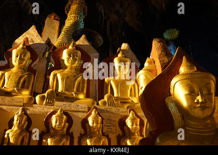 PINDAYA, MYANMAR - CIRCA APRIL 2017 Buddhas in Pindaya caves Stock Photo