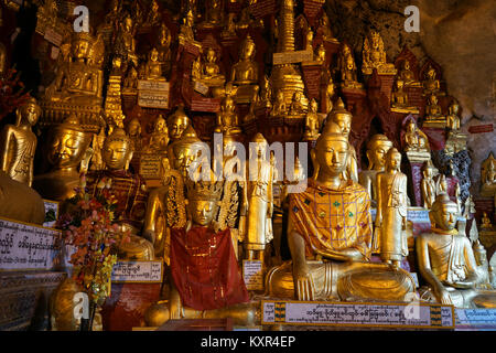 PINDAYA, MYANMAR - CIRCA APRIL 2017 Buddhas in Pindaya caves Stock Photo