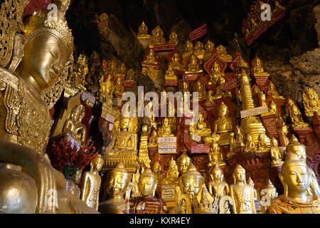 PINDAYA, MYANMAR - CIRCA APRIL 2017 Buddhas in Pindaya caves Stock Photo