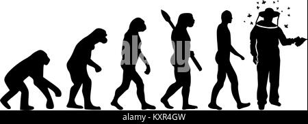 Evolution of a beekeeper with beekeeper silhouette Stock Vector