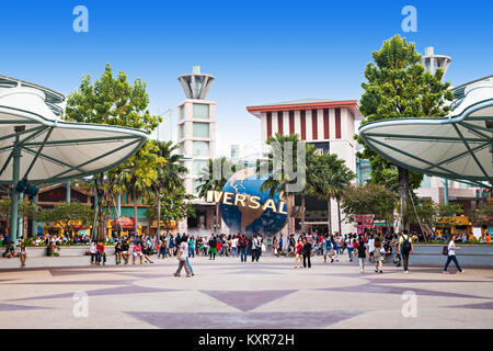 SINGAPORE - OCTOBER 17, 2014: Universal Studios Singapore is a theme park located within Resorts World Sentosa on Sentosa Island, Singapore. Stock Photo