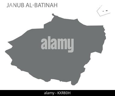 Janub Al-Batinah map of Oman grey illustration silhouette shape Stock Vector