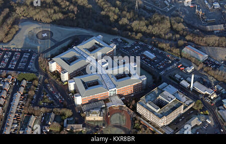 aerial view of North Cumbria University Hospital, Carlislel, Cumbria, UK Stock Photo