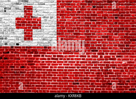 Flag of Tonga painted on brick wall Stock Photo