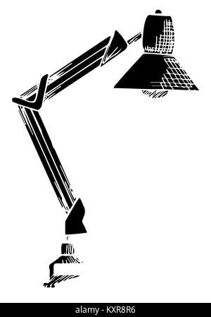 Table lamp isolated on white background. Vector illustration in a sketch style Stock Vector