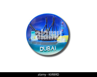 Dubai (United Arab Emirates) souvenir refrigerator magnet isolated on white background Stock Photo