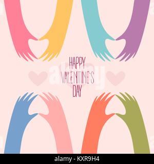 Many hands making a heart. Happy Valentines day Stock Vector