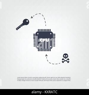 Password or Data Leak Problem Due to CPU Bugs and Vulnerabilities - IT Security Concept Design, Vector Illustration Stock Vector