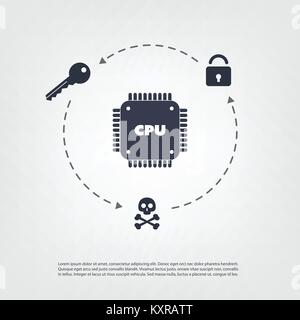 Password or Data Leak Problem Due to CPU Bugs and Vulnerabilities - IT Security Concept Design, Vector Illustration Stock Vector