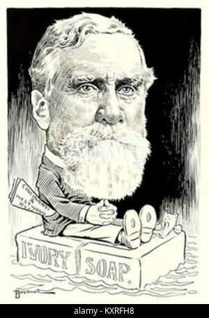 Caricature of industrialist James Gamble (by E. A. Bushnell) Stock Photo