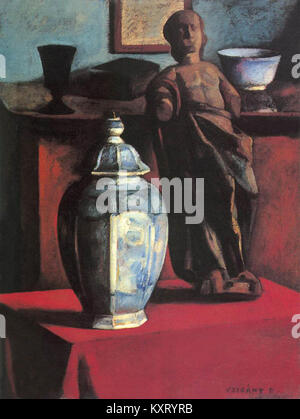 Oil painting titled *Still-life in the Studio* (1910) by Hungarian artist Dezső Czigány, depicting objects arranged in an interior setting, characteristic of early 20th-century modernist style. Stock Photo