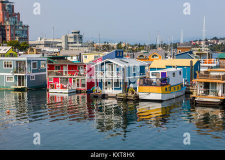 Fisherman's Wharf a colourful float home community in Victoria on Vancouver Island in British Columbia, Canada Stock Photo