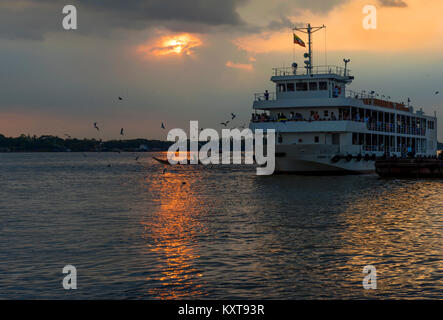 Sunset at dala ferry terminal, Yangon, Myanmar Stock Photo