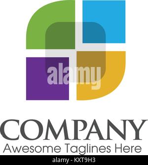 abstract square rounded accounting logo vector Stock Vector