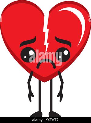 heart love broken kawaii character Stock Vector