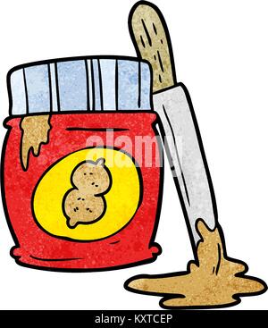 cute cartoon peanut butter jar and bread sandwich vector Illustration