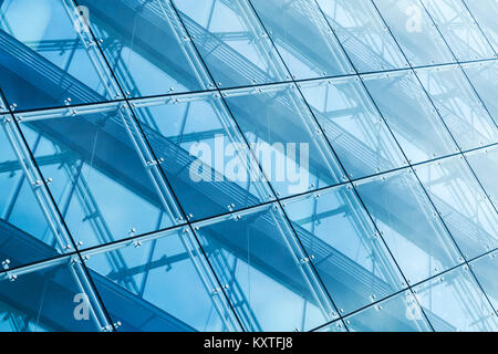 Modern architecture, curtain wall made of blue toned glass and steel constructions Stock Photo