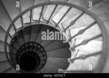 Black and white spiral staircase Stock Photo