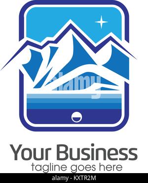mountain logo, mountain icon,Capture nature through focus camera objective vector logo icon, outdoor sport Stock Vector
