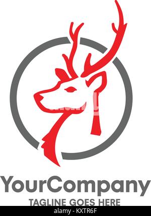 simple concept of deer head logo with circle vector set design Stock Vector
