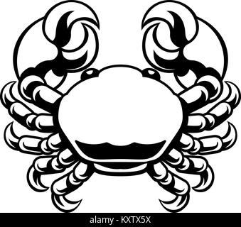Cancer Zodiac Horoscope Astrology Sign Crab  Stock Vector
