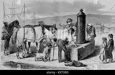 OLD ABERDEEN, SCOTLAND -  A water trough for horses and a drinking fountain and washing facilities erected in the 1850's by a Mr Fidler. Stock Photo