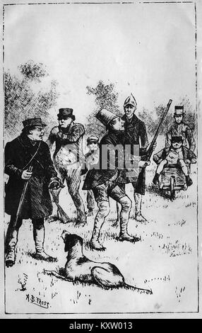 An English  shooting party - Hunting illustration from from Dickens 'Pickwick Papers'   1800's Stock Photo