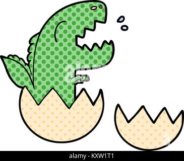 cartoon dinosaur hatching from egg Stock Vector