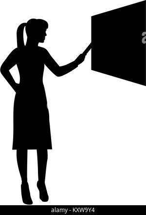 Female teacher at blackboard silhouette Stock Vector Art & Illustration ...