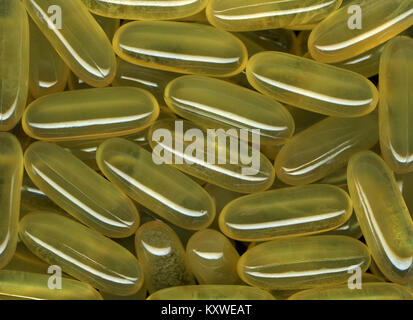 Fish oil capsules close up Stock Photo