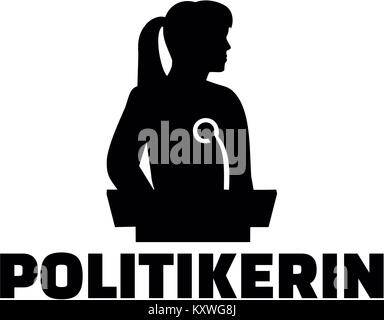 Silhouette of a female politicial with lectern and german job title Stock Photo