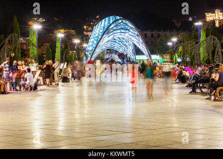 TBILISI, GEORGIA - SEPTEMBER 16, 2015: Rike park and Bridge of Peace on background in Tbilisi, Georgia Stock Photo