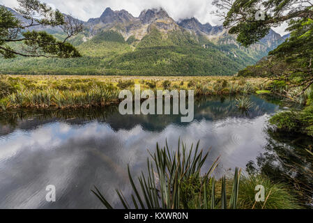 Mirror Lake near Te Anau, New Zealand Stock Photo