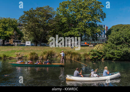 boats on River Avon, Christchurch, New Zealand Stock Photo