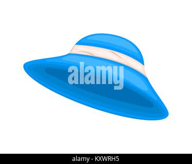 cartoon blue woman garden hat isolated on white background Stock Vector