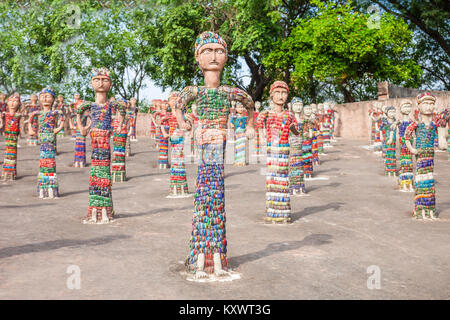 CHANDIGARH, INDIA - NOVEMBER 04, 2015: Sculptures at the Rock Garden of Chandigarh, it is a sculpture garden in Chandigarh, India. Stock Photo