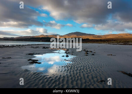 Beautiful beach near Craighouse with Paps of Jura backdrop, Isle of Jura, Scotland Stock Photo