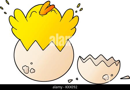 cartoon chick hatching from egg Stock Vector