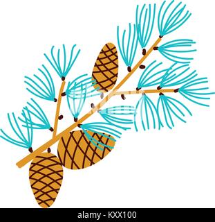 Vintage conifer cones branch plant vector Stock Vector Image & Art - Alamy