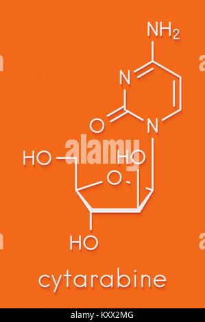 Cytarabine (cytosine arabinoside, Ara-C) chemotherapy drug molecule ...